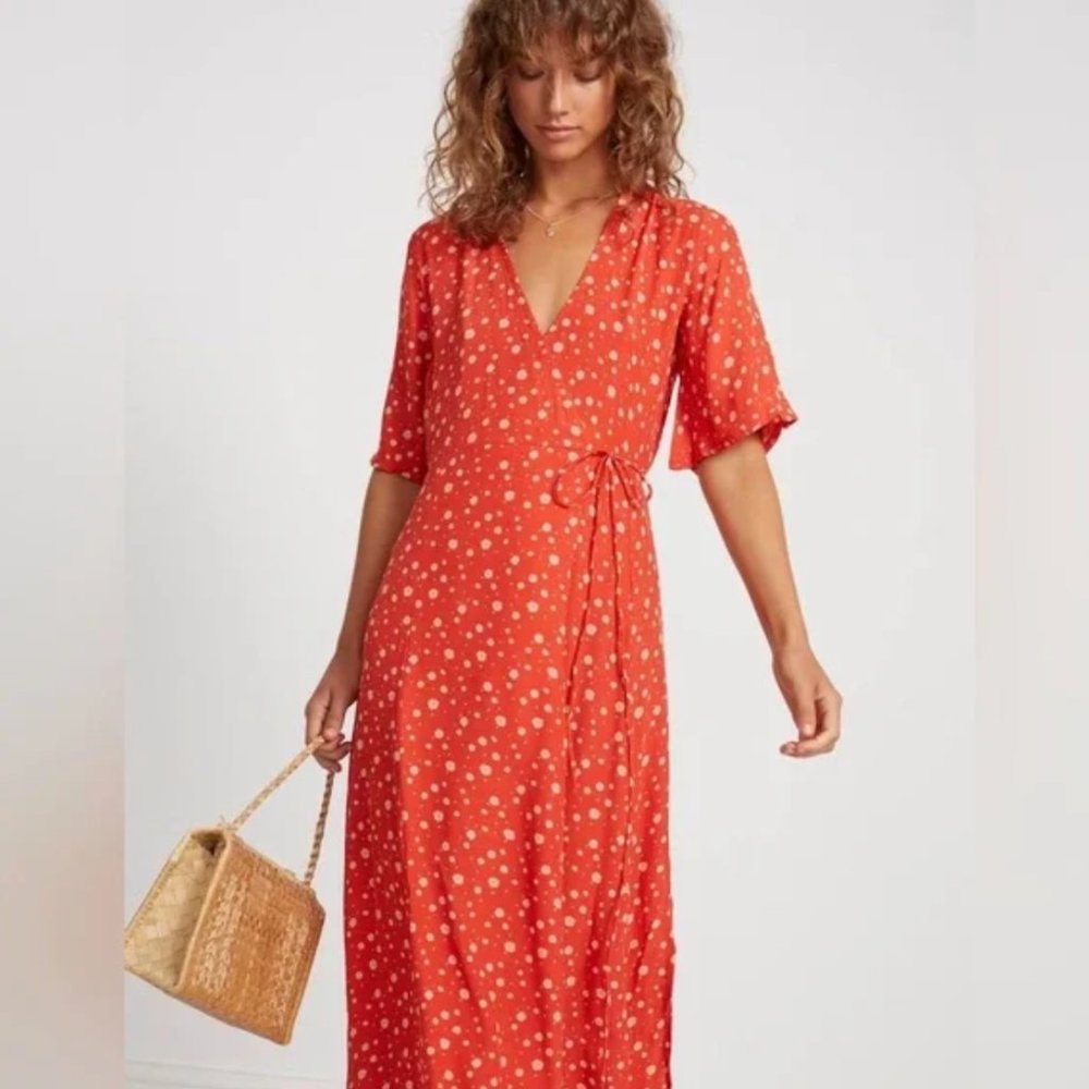 Faithfull Rivera Wrap Dress in Cherry